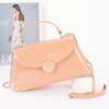 Patent Faux Leather Top Handle Bag with Circle Hardware