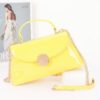 Patent Faux Leather Top Handle Bag with Circle Hardware