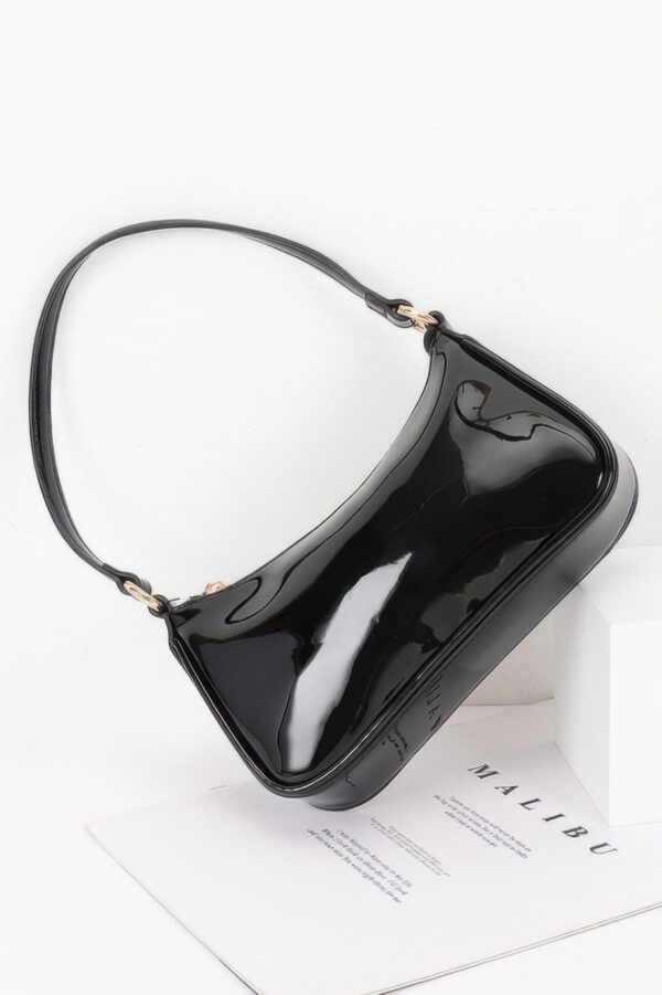 Patent Vegan Leather Shoulder Bag with Chain Strap