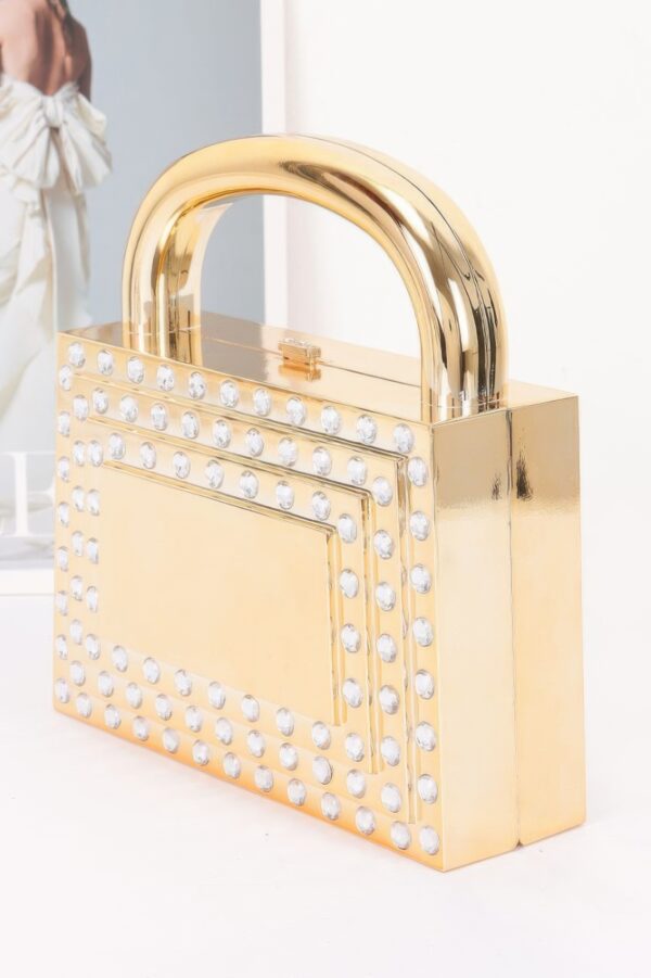 Metallic Acrylic Clutch with Crystal Trim