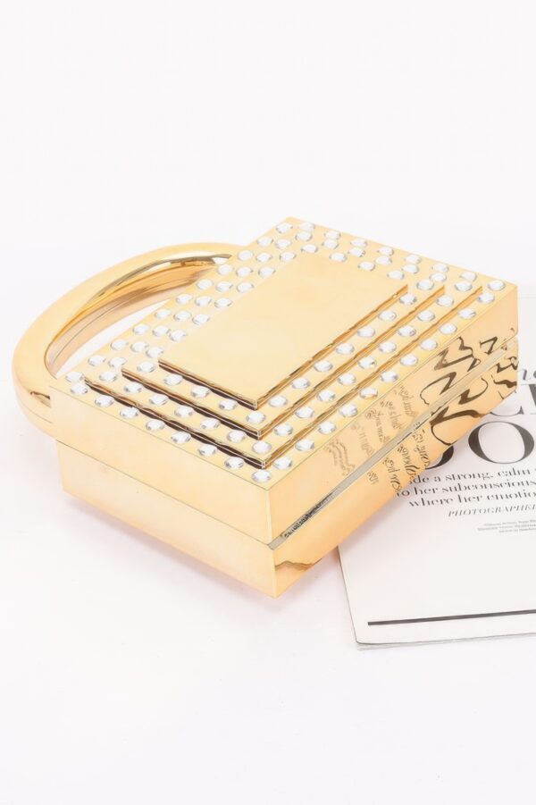 Metallic Acrylic Clutch with Crystal Trim