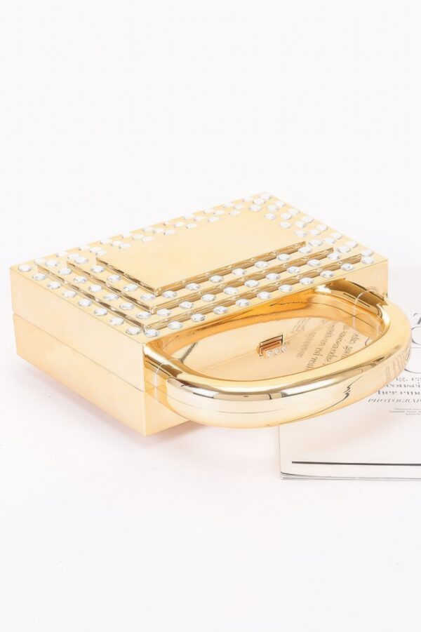 Metallic Acrylic Clutch with Crystal Trim