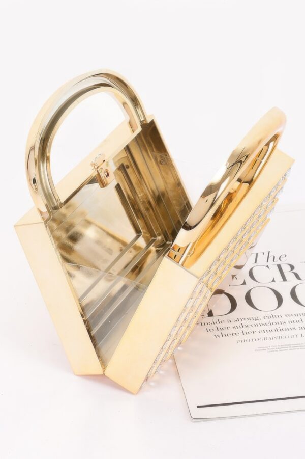 Metallic Acrylic Clutch with Crystal Trim