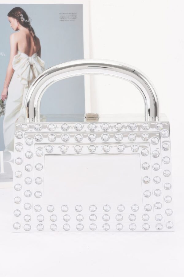 Metallic Acrylic Clutch with Crystal Trim