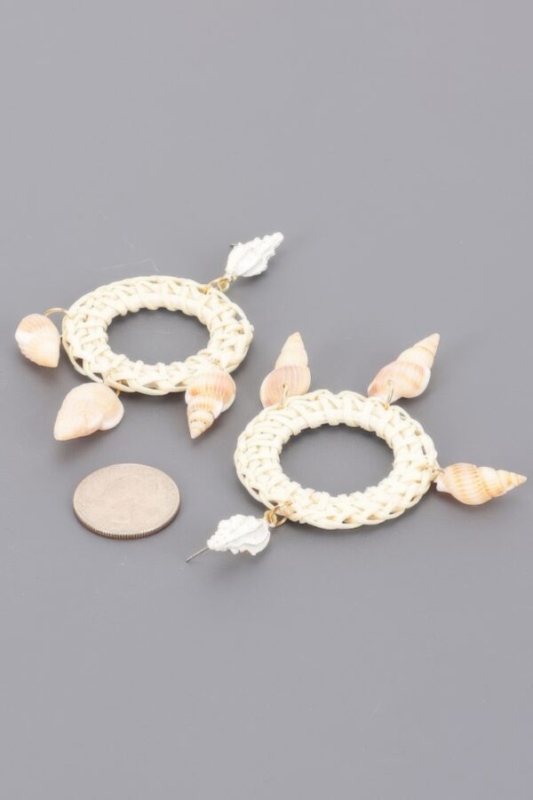 Woven Bamboo Earrings with Natural Seashell Accents