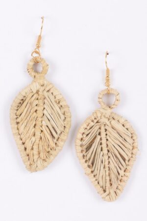 Faux Straw Leaf Earrings – Lightweight Boho Drop