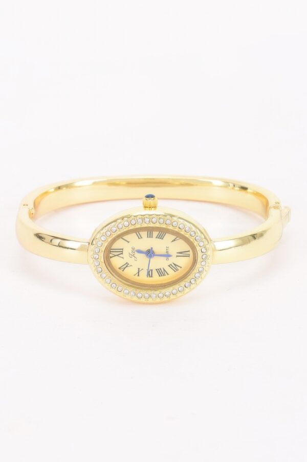 Oval Crystal Cuff Watch – Sparkling Oval Dial