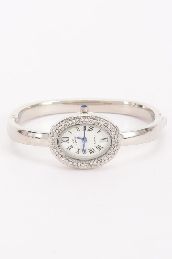Oval Crystal Cuff Watch – Sparkling Oval Dial