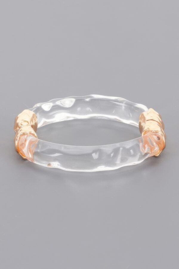 Acrylic Bracelet – Transparent Bangle with Metal Accents