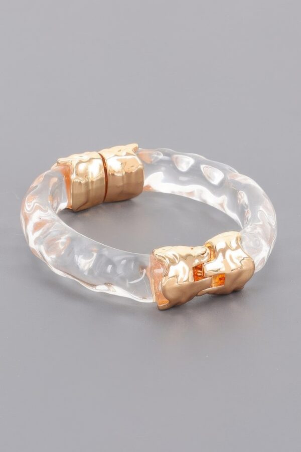 Acrylic Bracelet – Transparent Bangle with Metal Accents