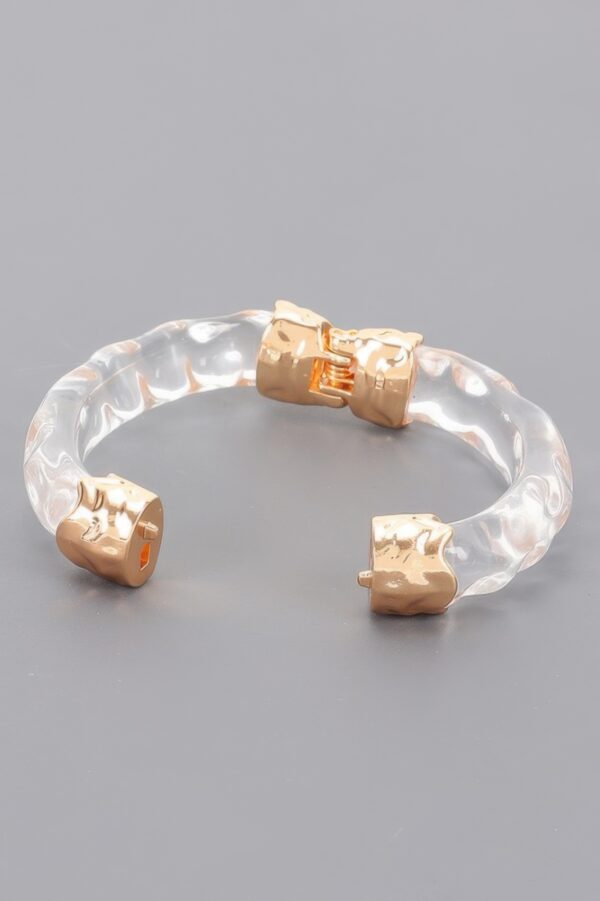 Acrylic Bracelet – Transparent Bangle with Metal Accents