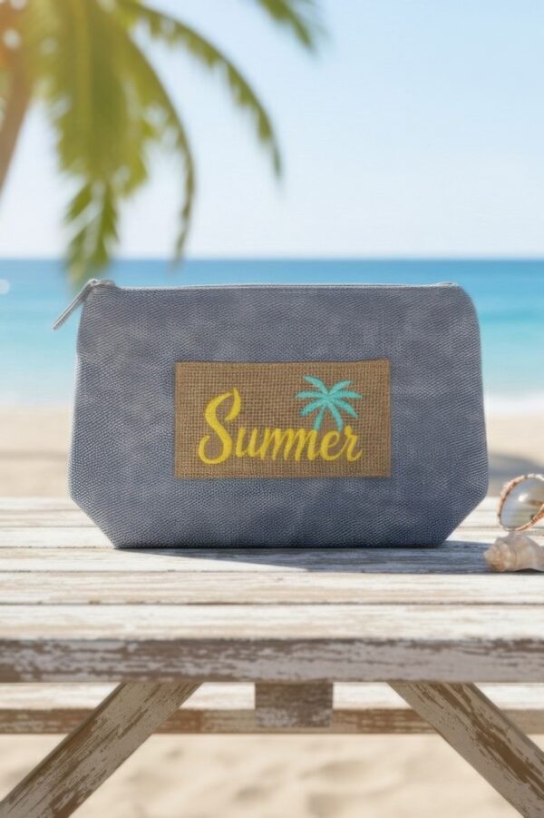 Holiday Patch Cosmetic Pouch – Vintage Palm Tree Accent