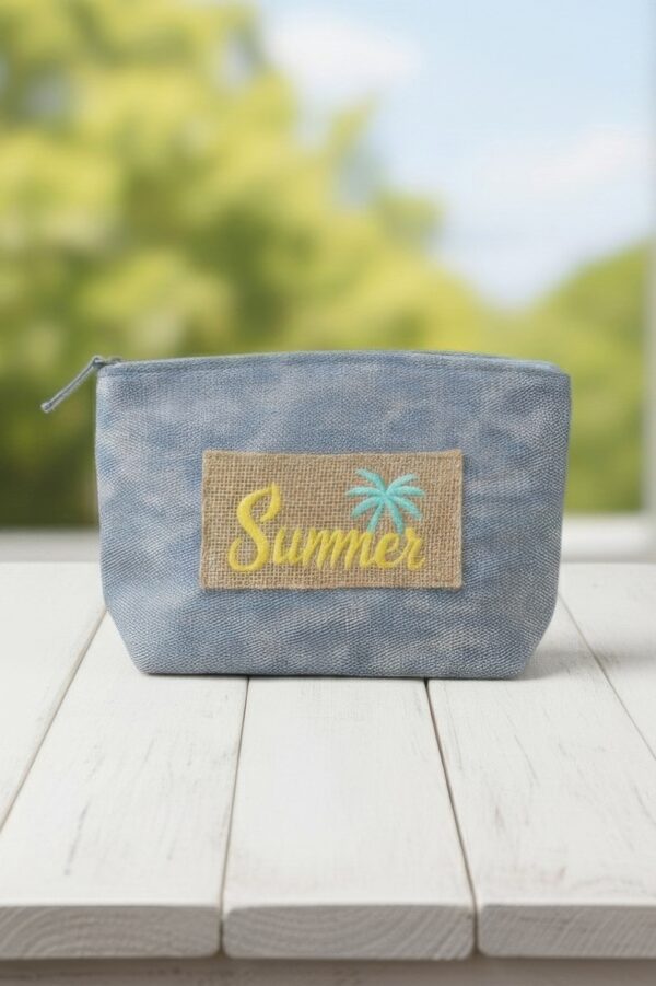 Holiday Patch Cosmetic Pouch – Vintage Palm Tree Accent