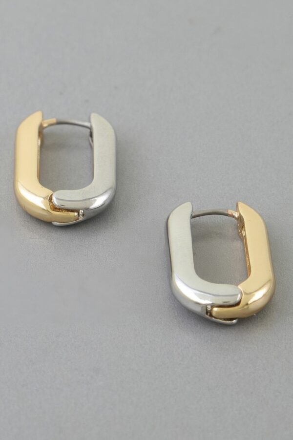 Two-Tone Link Chain Hoop Earrings – Lightweight