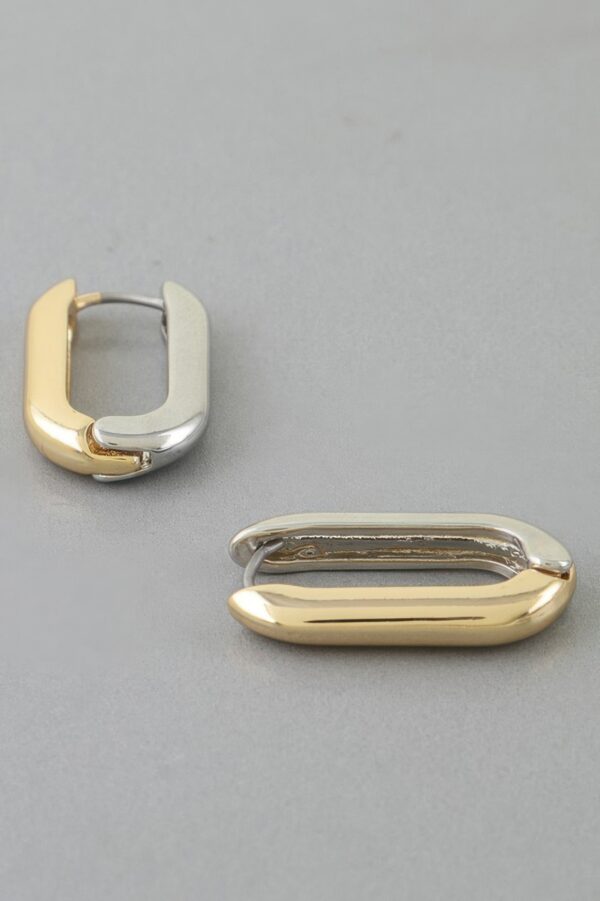 Two-Tone Link Chain Hoop Earrings – Lightweight