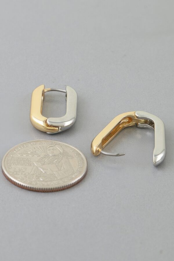 Two-Tone Link Chain Hoop Earrings – Lightweight