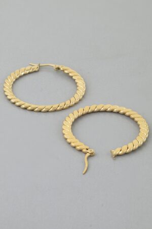 Mid-Size Twisted Hoop Earrings – Textured Silhouette