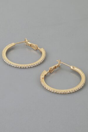 Rhinestone Lined Hoop Earrings – Polished Sparkle
