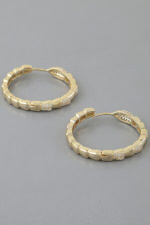 Snake-Scale Hoop Earrings with Jewel Accents
