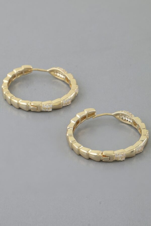 Snake-Scale Hoop Earrings with Jewel Accents