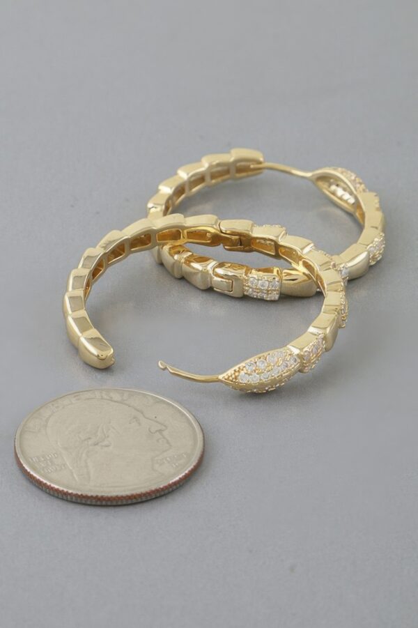 Snake-Scale Hoop Earrings with Jewel Accents