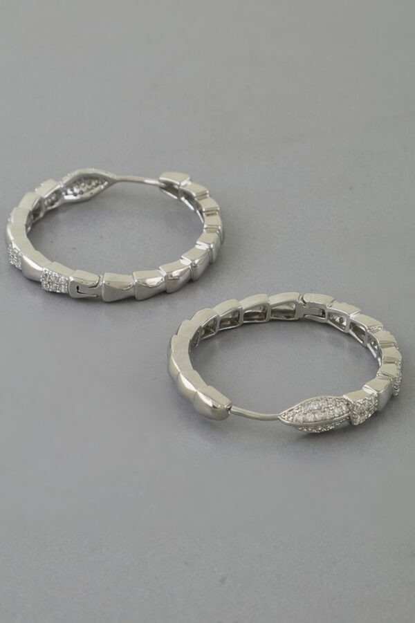 Snake-Scale Hoop Earrings with Jewel Accents