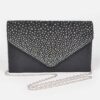Rhinestone Satin Evening Clutch – Structured Sparkle