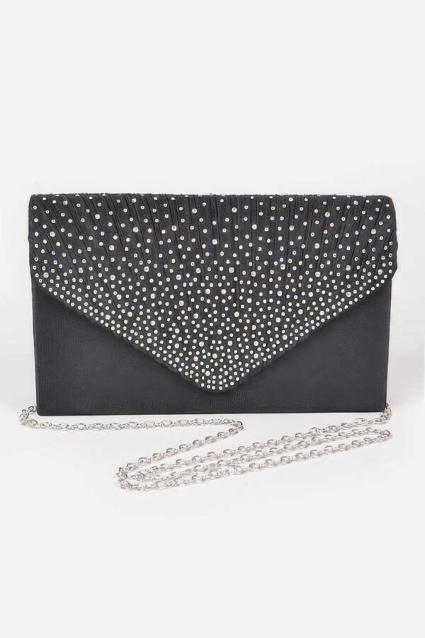 Rhinestone Satin Evening Clutch – Structured Sparkle
