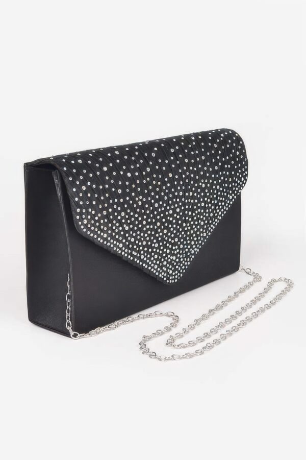 Rhinestone Satin Evening Clutch – Structured Sparkle
