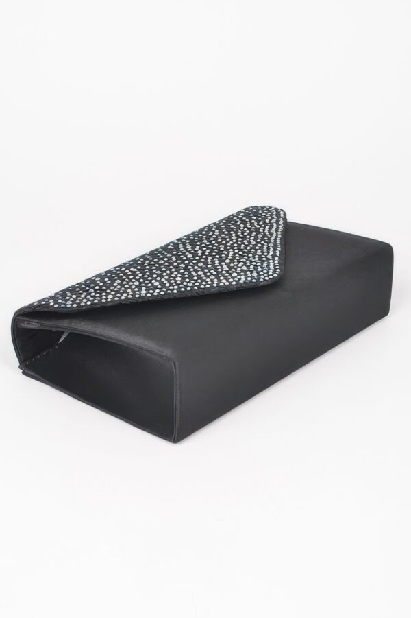 Rhinestone Satin Evening Clutch – Structured Sparkle