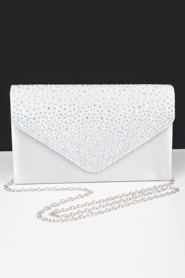 Rhinestone Satin Evening Clutch – Structured Sparkle