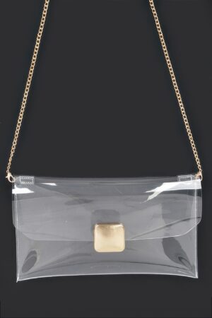 Clear PVC Flap Clutch with Metal Trim