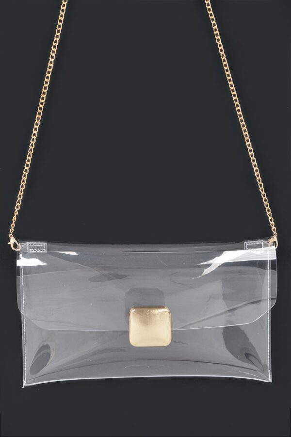 Clear PVC Flap Clutch with Metal Trim