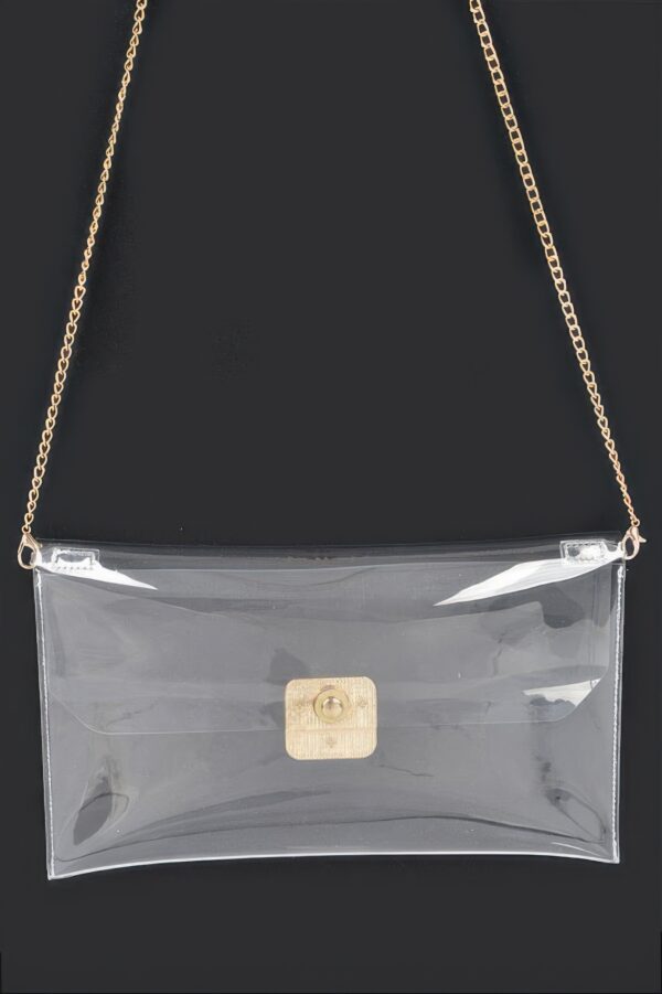 Clear PVC Flap Clutch with Metal Trim