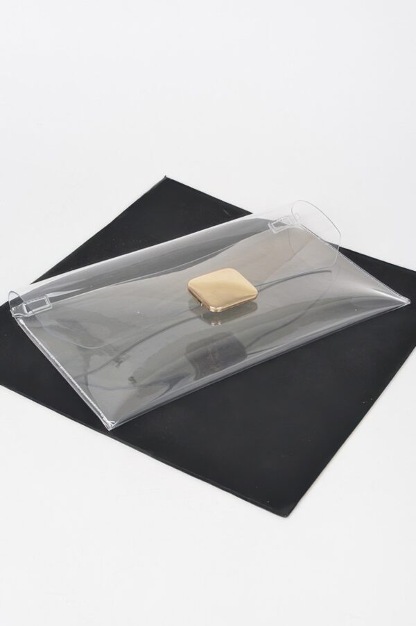 Clear PVC Flap Clutch with Metal Trim
