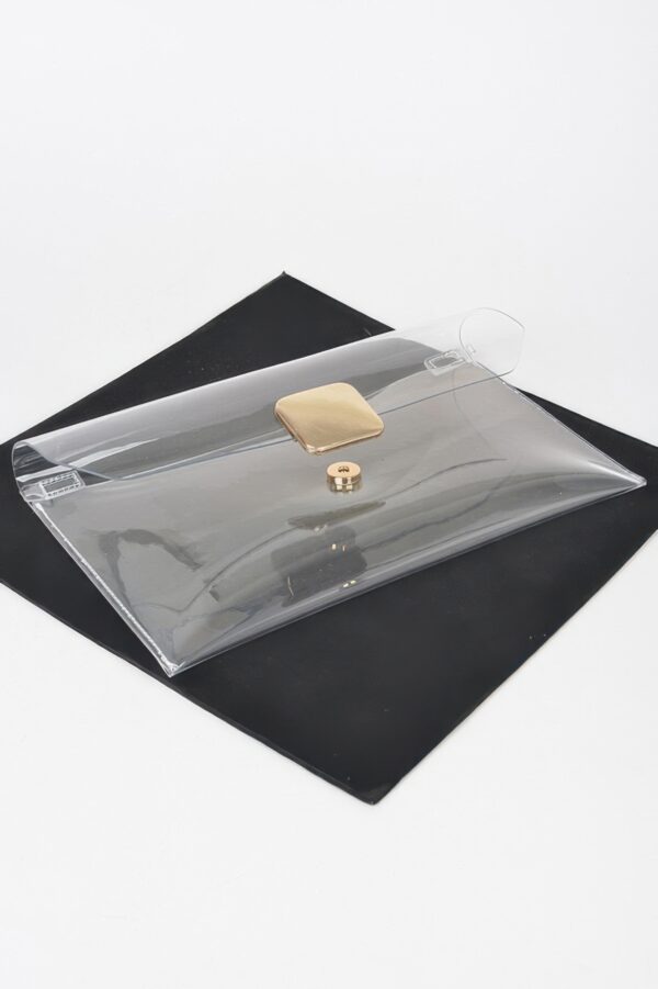 Clear PVC Flap Clutch with Metal Trim