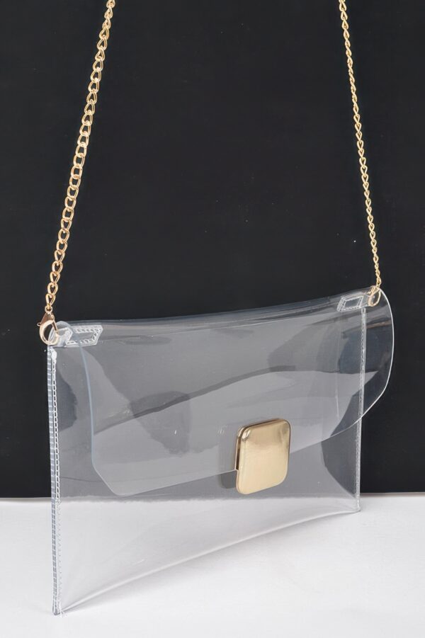Clear PVC Flap Clutch with Metal Trim