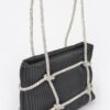 Zip Clutch Bag with Rhinestone Strap – Structured Faux Leather