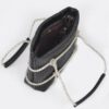 Zip Clutch Bag with Rhinestone Strap – Structured Faux Leather