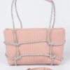 Zip Clutch Bag with Rhinestone Strap – Structured Faux Leather