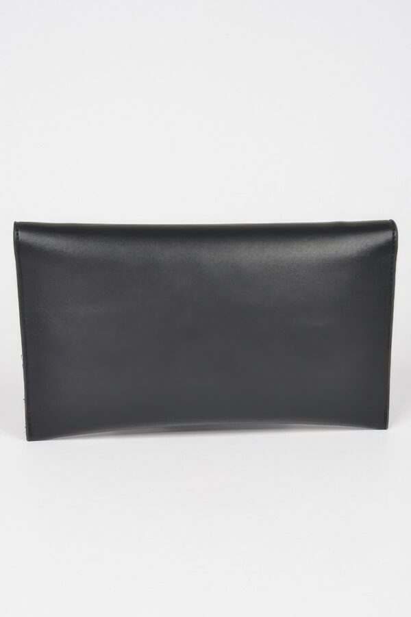 Faux Leather Evening Clutch with G Buckle Accent