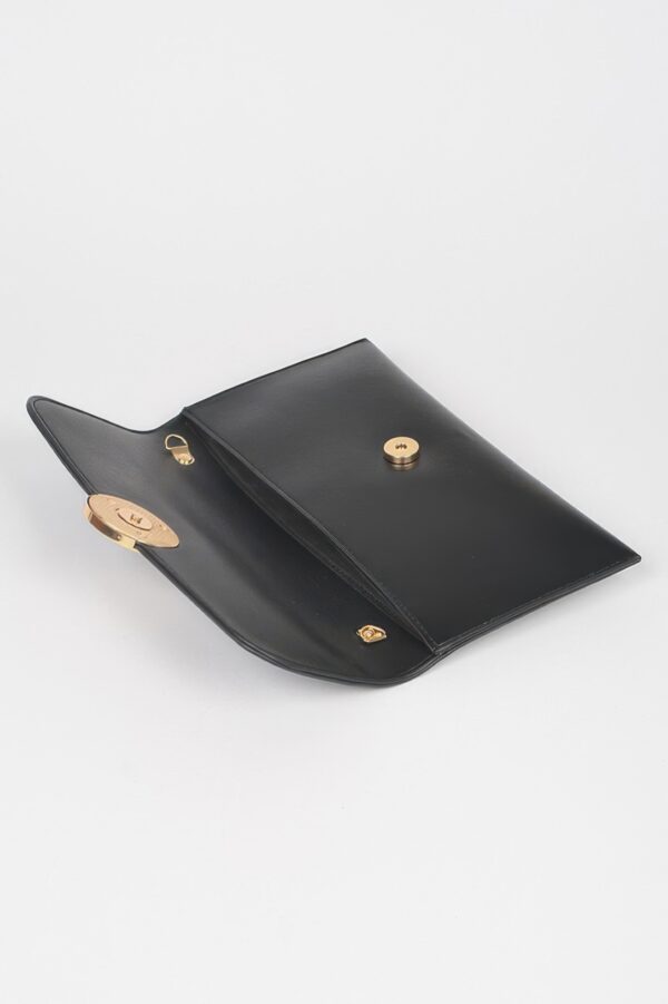 Faux Leather Evening Clutch with G Buckle Accent