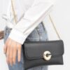 Faux Leather Evening Clutch with G Buckle Accent