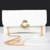 Faux Leather Evening Clutch with G Buckle Accent