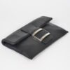 Metallic Faux Leather Buckle Clutch