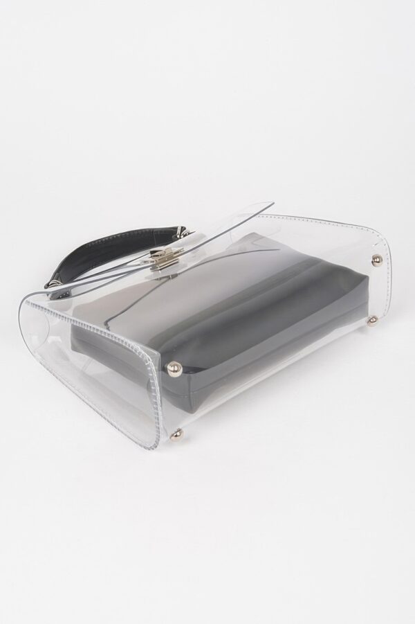 Clear Top-Handle Flap Bag with Removable Pouch