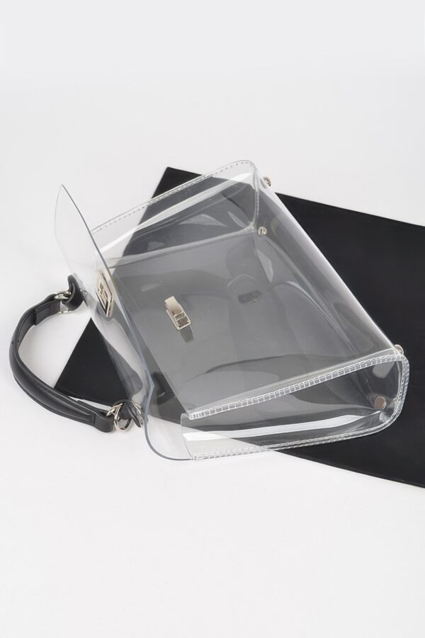 Clear Top-Handle Flap Bag with Removable Pouch