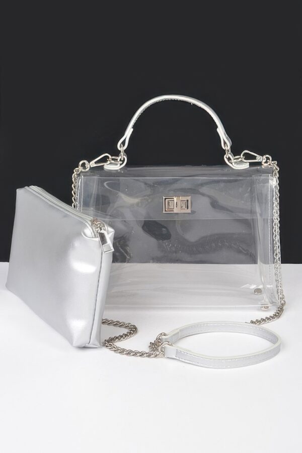 Clear Top-Handle Flap Bag with Removable Pouch