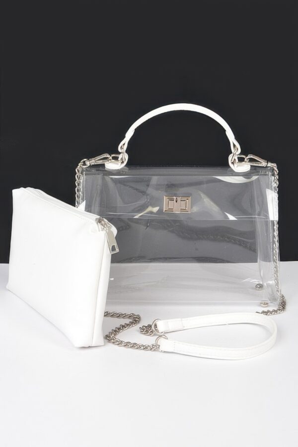 Clear Top-Handle Flap Bag with Removable Pouch