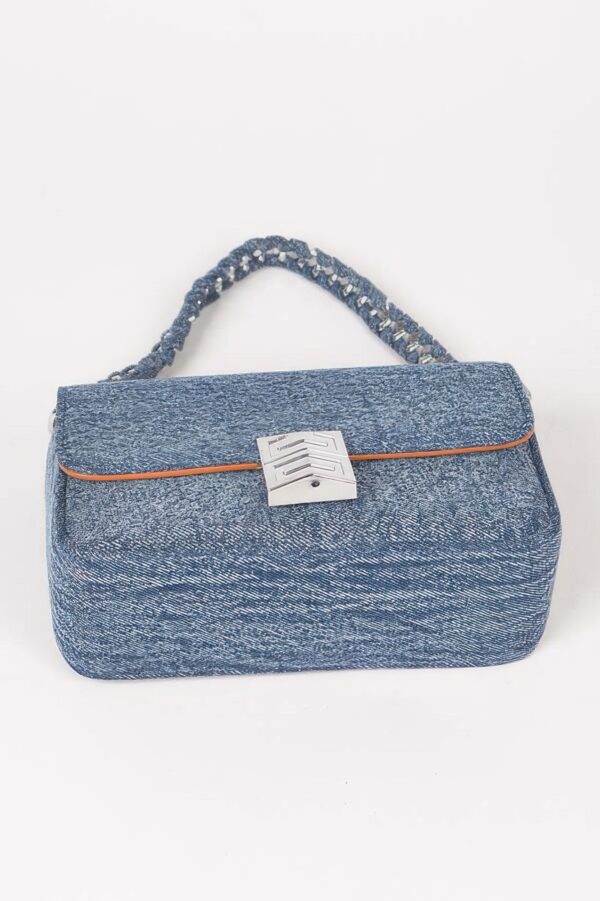 Denim Chain Flap Shoulder Bag – Structured Mini